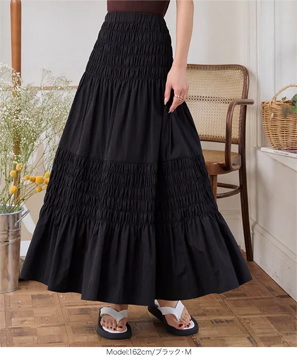 シャーリングフレアスカート [M4219] - レディースファッション通販