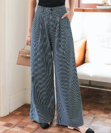 ストライプデニムワイドパンツ [M4222]