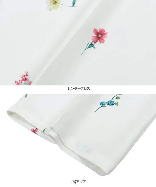 花柄プリントワイドタックパンツ [M4225] | 大好評につき送料