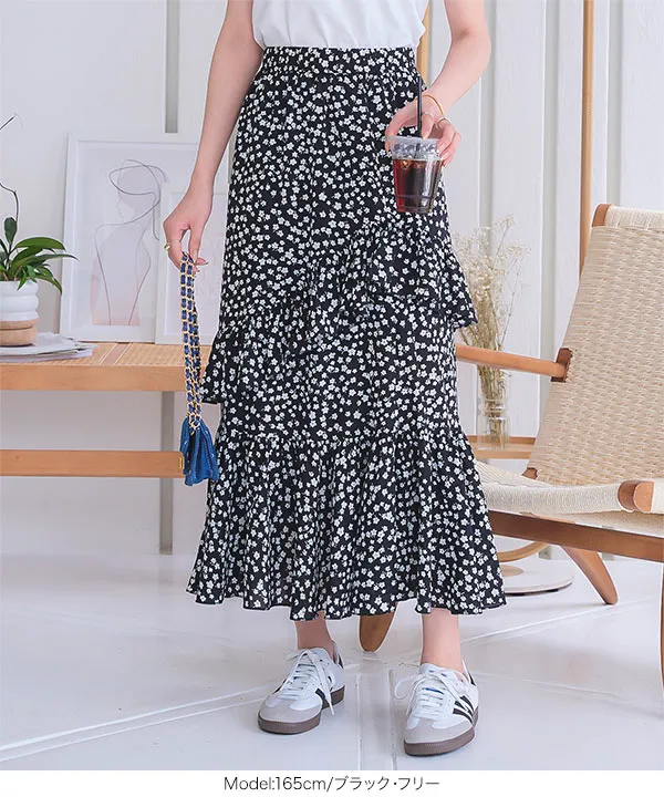 アシンメトリーフリルスカート [M4232] - レディースファッション通販