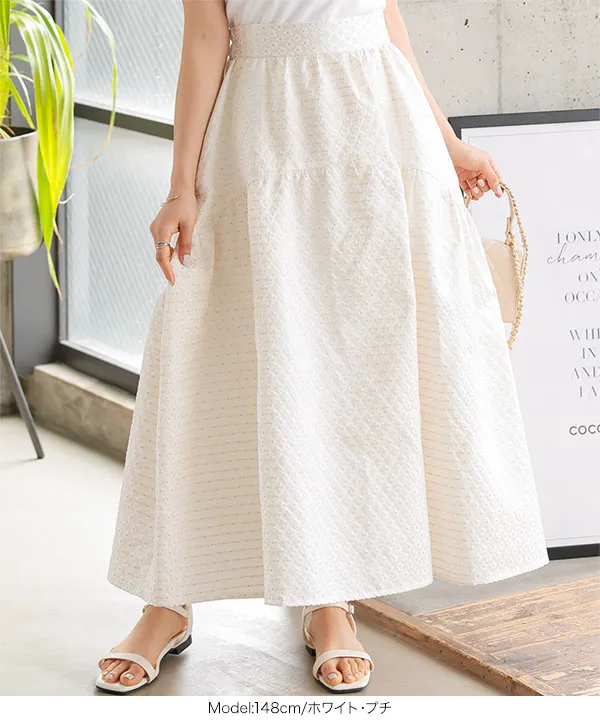 Petitle / プチレ ] ラウンドギャザー切り替えジャガードスカート