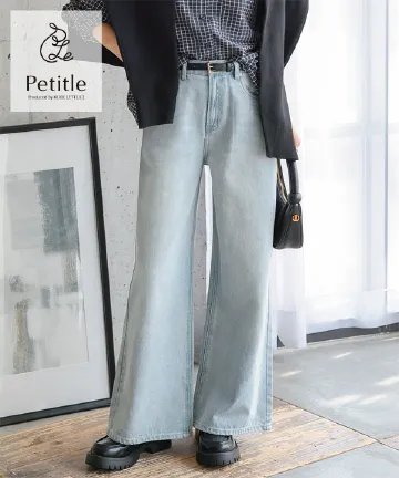 [ Petitle / プチレ ] ウエスト調整ゴム付きワイドデニムパンツ [M4239]