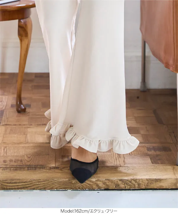 フリルデザイン ストレッチフレアパンツ [M4241] - レディース