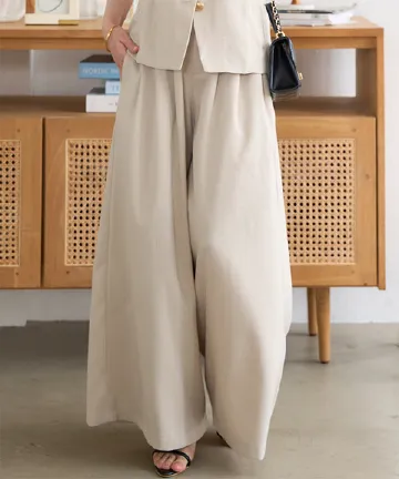 リネンタッチワイドパンツ [M4247]