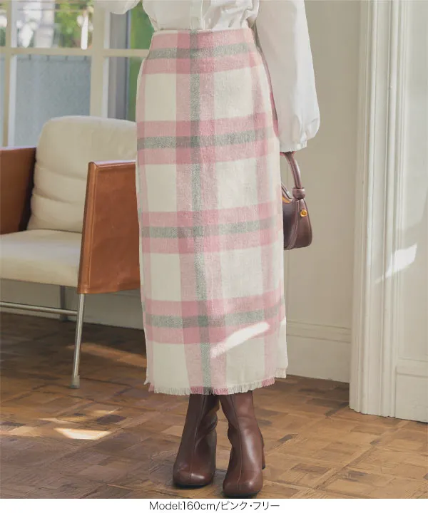 シャギーチェックツイードタイトスカート [M4250] - レディース