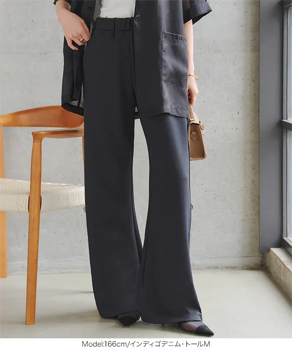 選べる5サイズ錯覚美脚ストレッチワイドパンツ [M4251] - レディース