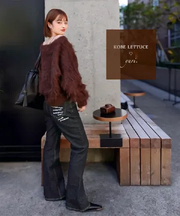 [ yuri.さんコラボ ]バックポケット刺繍入りセミフレアデニム [M4252]