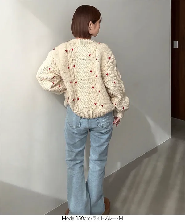 ユミムエ yuri.さんコラボ ]バックポケット刺繍入りセミフレアデニム [M4252