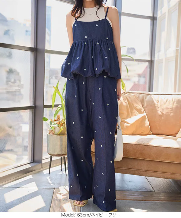 刺繍ワイドデニムパンツ [M4257] - レディースファッション通販 神戸
