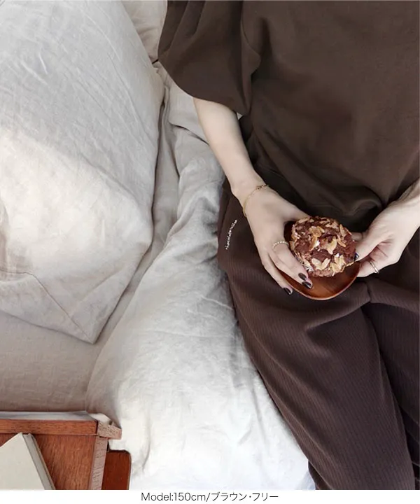 yuri.さんコラボ ]ミンク風裏起毛刺繍入りリブスウェットパンツ [M4259