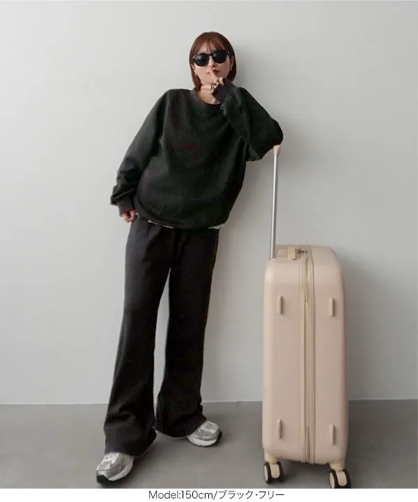 yuri.さんコラボ ]ミンク風裏起毛刺繍入りリブスウェットパンツ [M4259