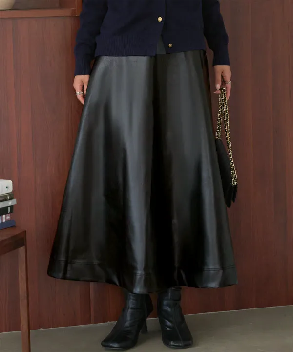 maison margiera レザーフレアスカート フェイクレザーフレアスカート＜大きいサイズ有＞【OtonaSMILE】 通販