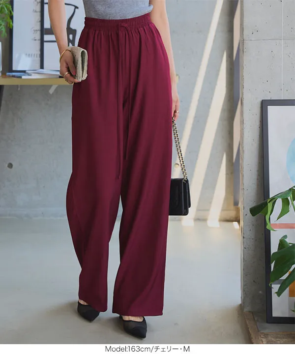 ウエストリボンリラックスワイドパンツ [M4264] - レディース