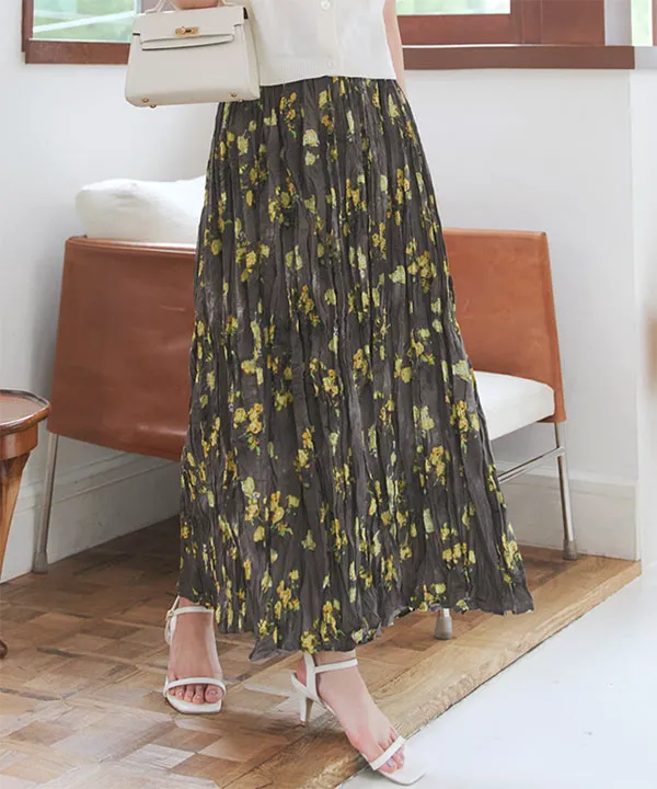 ワッシャープリーツ花柄スカート [M4265]| SALE!! - レディース