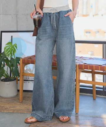 ウエストスウェット切替デニムパンツ [M4273]