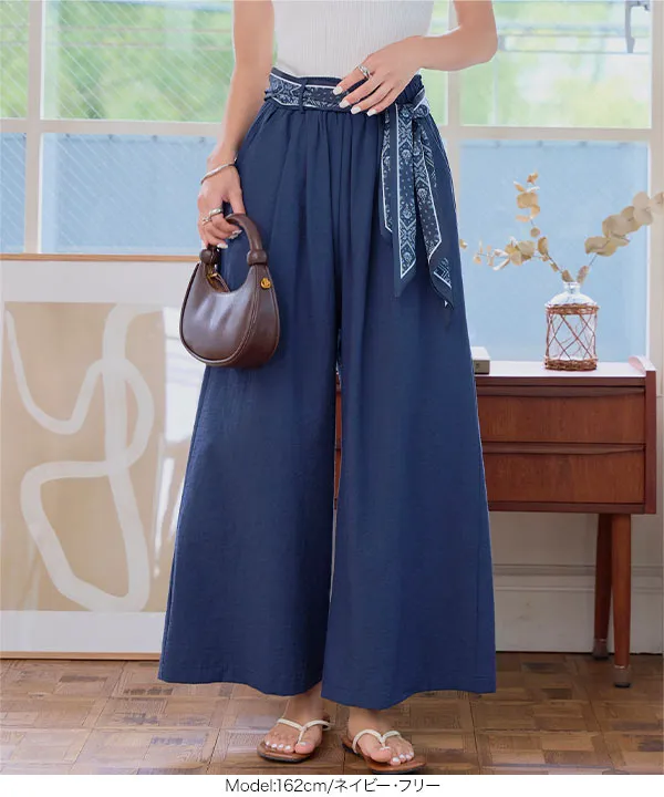 スカーフベルト付きワイドパンツ [M4274]| 送料無料 8/14(木)12