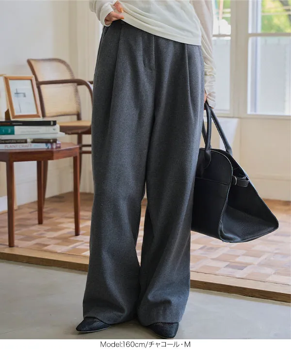 フェイクウールタックワイドパンツ [M4278] - レディースファッション