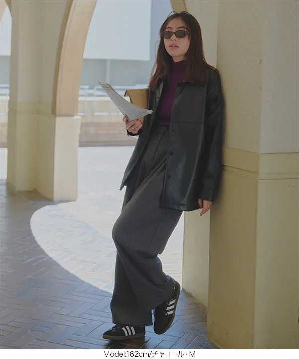 フェイクウールタックワイドパンツ [M4278] - レディースファッション