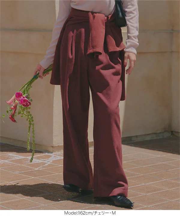 フェイクウールタックワイドパンツ [M4278] - レディースファッション