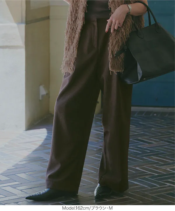 フェイクウールタックワイドパンツ [M4278]