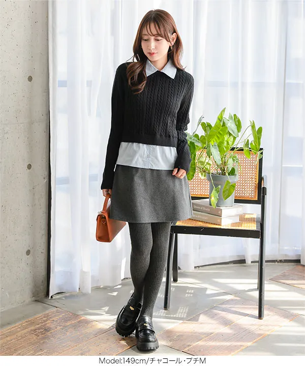 Petitle / プチレ ] フェイクウールミニスカパン [M4279] - レディース