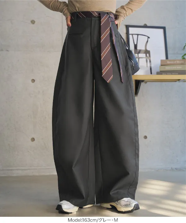 ネクタイ風ベルト付きカーブパンツ [M4302] - レディースファッション