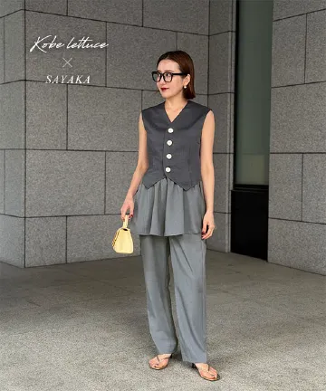 [ SAYAKAさんコラボ ]2点セットマルチwayペプラム×ストレートパンツ [M4304]| 4/14(火)12:00~発売予定！