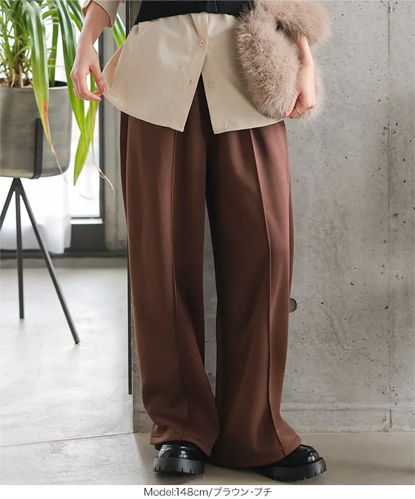 [ Petitle / プチレ ] 選べる2丈 裏ボア裾ボタン2wayワイドパンツ [M4309]