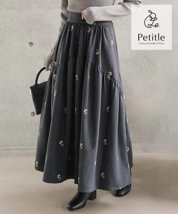 Petitle / プチレ ] 花柄刺繍ラウンド切り替えスカート [M4311