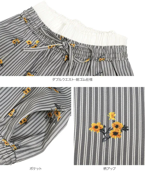 ダブルウエストストライプワイドパンツ [M4333]