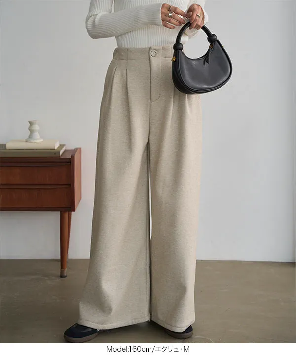 裏起毛 ] 裏フリースタックワイドパンツ [M4339] - レディース