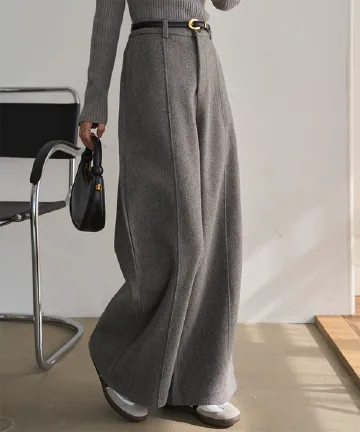 センターシームフェイクウールワイドパンツ [M4341]