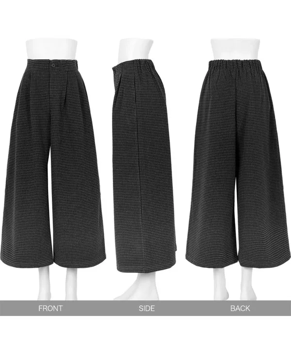 フェイクウールチェック柄タックワイドパンツ [M4344]