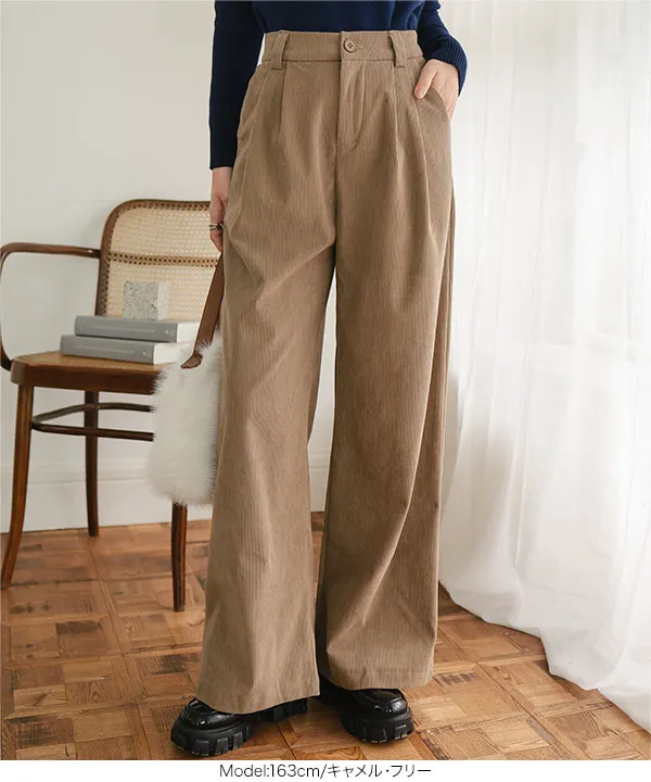 コーデュロイタックワイドパンツ [M4346] - レディースファッション