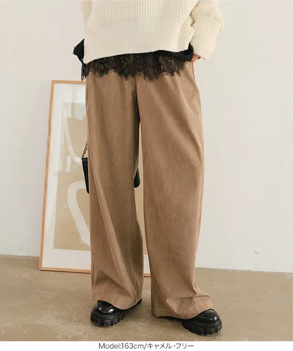 コーデュロイタックワイドパンツ [M4346] - レディースファッション