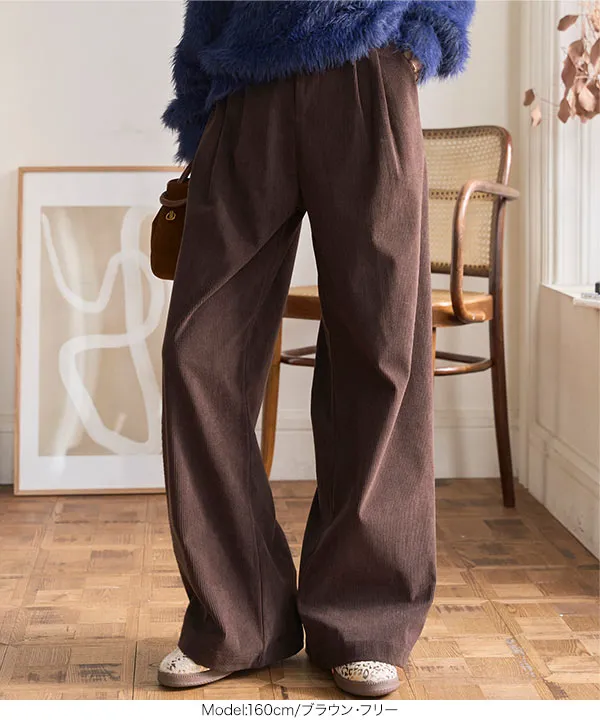 コーデュロイタックワイドパンツ [M4346] - レディースファッション