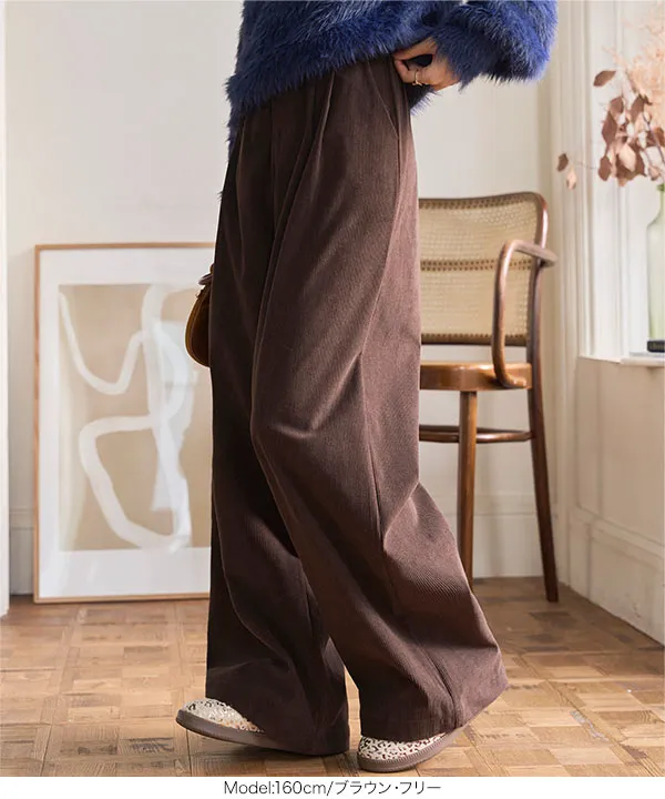コーデュロイタックワイドパンツ [M4346] - レディースファッション