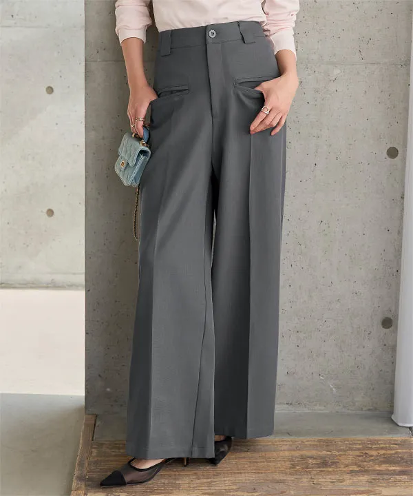 デザインポケットタックワイドパンツ [M4348] - レディース