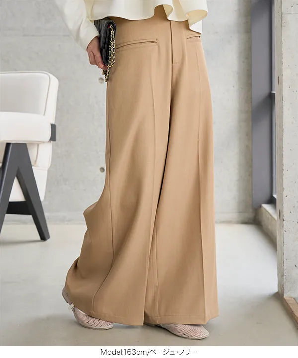 デザインポケットタックワイドパンツ [M4348] - レディース