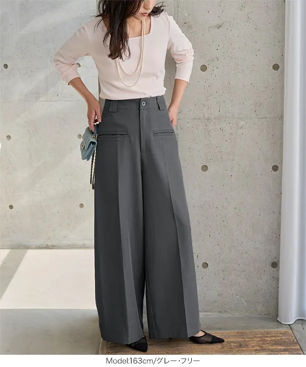 デザインポケットタックワイドパンツ [M4348]