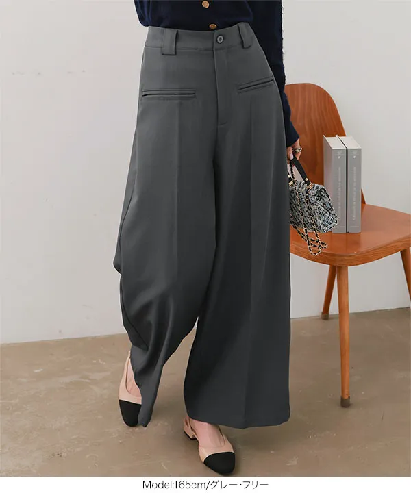 デザインポケットタックワイドパンツ [M4348]