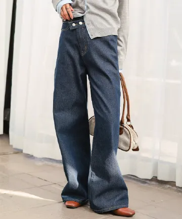 アシメウエストワイドストレートデニム [M4358]
