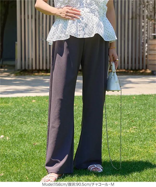 [ mamaレタス ] ストレッチワイドパンツ [M4365]