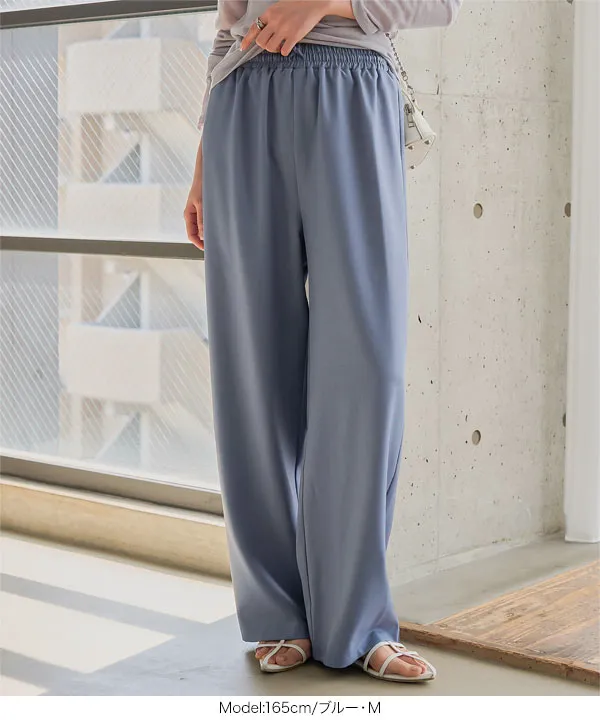 選べるサイズ 防シワウエストゴムワイドパンツ [M4366]