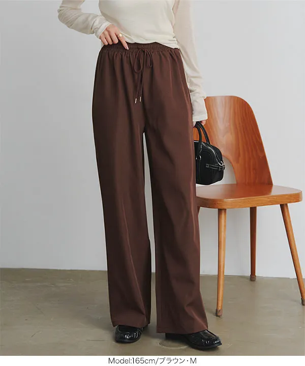 選べるサイズ 防シワウエストゴムワイドパンツ [M4366]