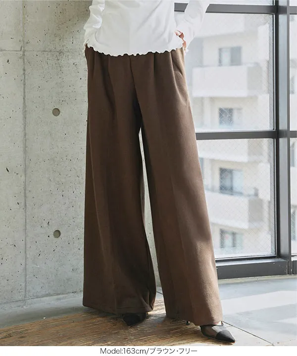 裏起毛 ] フェイクウールワイドパンツ [M4374] - レディース