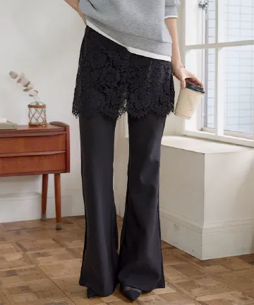 レーススカートドッキングストレッチパンツ [M4378] | 4/5(日) 12:00~ 販売予定！