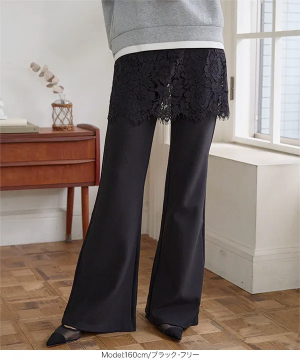 レーススカートドッキングストレッチパンツ [M4378] - レディース