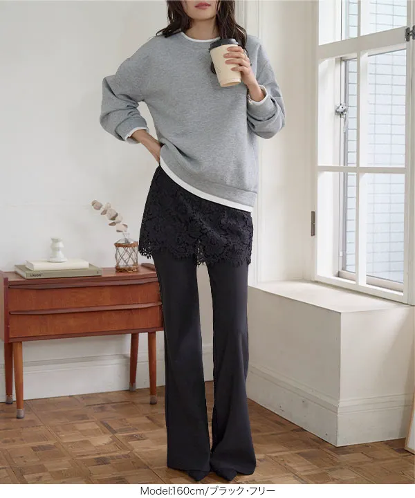 レーススカートドッキングストレッチパンツ [M4378] - レディース