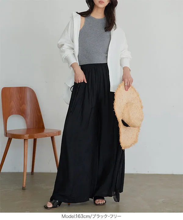 リボンポケット エアリーワイドパンツ [M4379]| SALE！